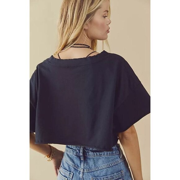 Free People New York Vintage Souls Destination Extreme Crop Top Tee Shirt Size L - Picture 3 of 7